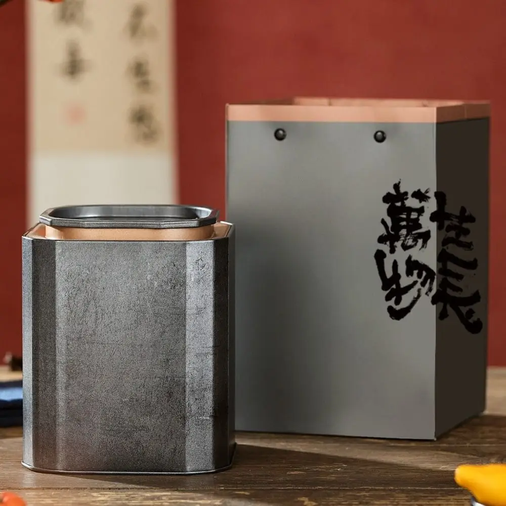 

Convenient Retro Tea Can Square Portable Tea Sealed Jar Empty Tinplate Tea Storage Jar Home