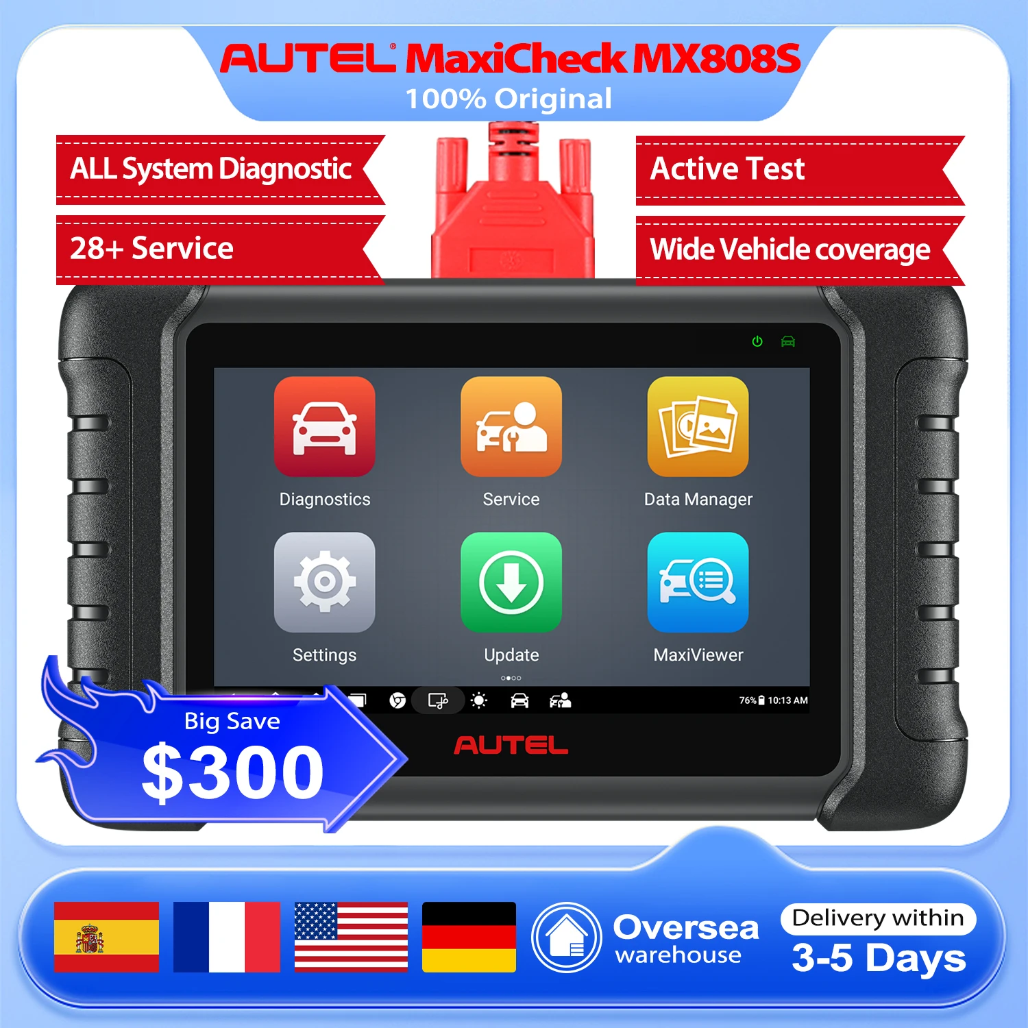 Autel MaxiCheck MX808S Full System Diagnostic Tool with 28+ Special Functions, Read/ Erase Fault Codes US & EU Delivery 3-5 Days