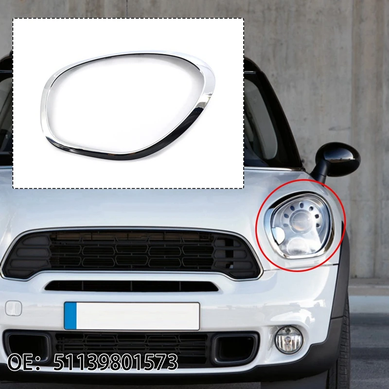 Left Front Headlight Trim Ring 51139801573 For Mini Cooper R60 Countryman 11-16 Head Light Lamp Chrome Bezel Decor Ring