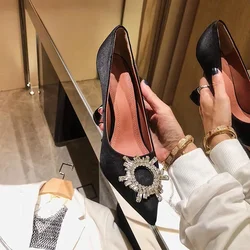 High Heels Women's Crystal Diamond Buckle Sexy Shoes Pointed Shoes Stiletto Heels Womens Shoes