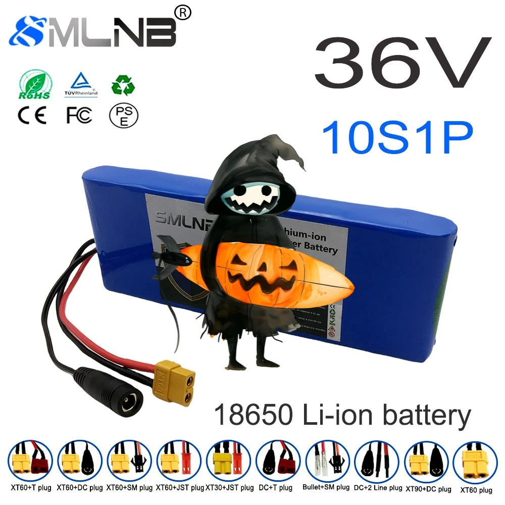 

10S1P 36V 4800mAh Battery Pack 18650 Lithium Li-ion Rechargeable Batteries Electric Car Bicycle Scooter 20A BMS 500W