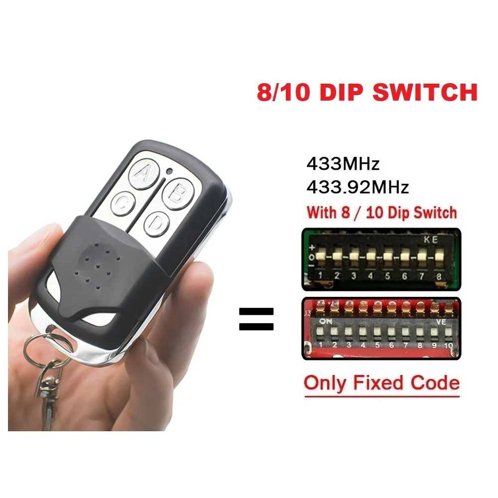 Copy for 433MHz 433.92mhz Remote Control Gate Garage Door Opener with 8/10 dip Switch Universal 433 Universal Duplicator