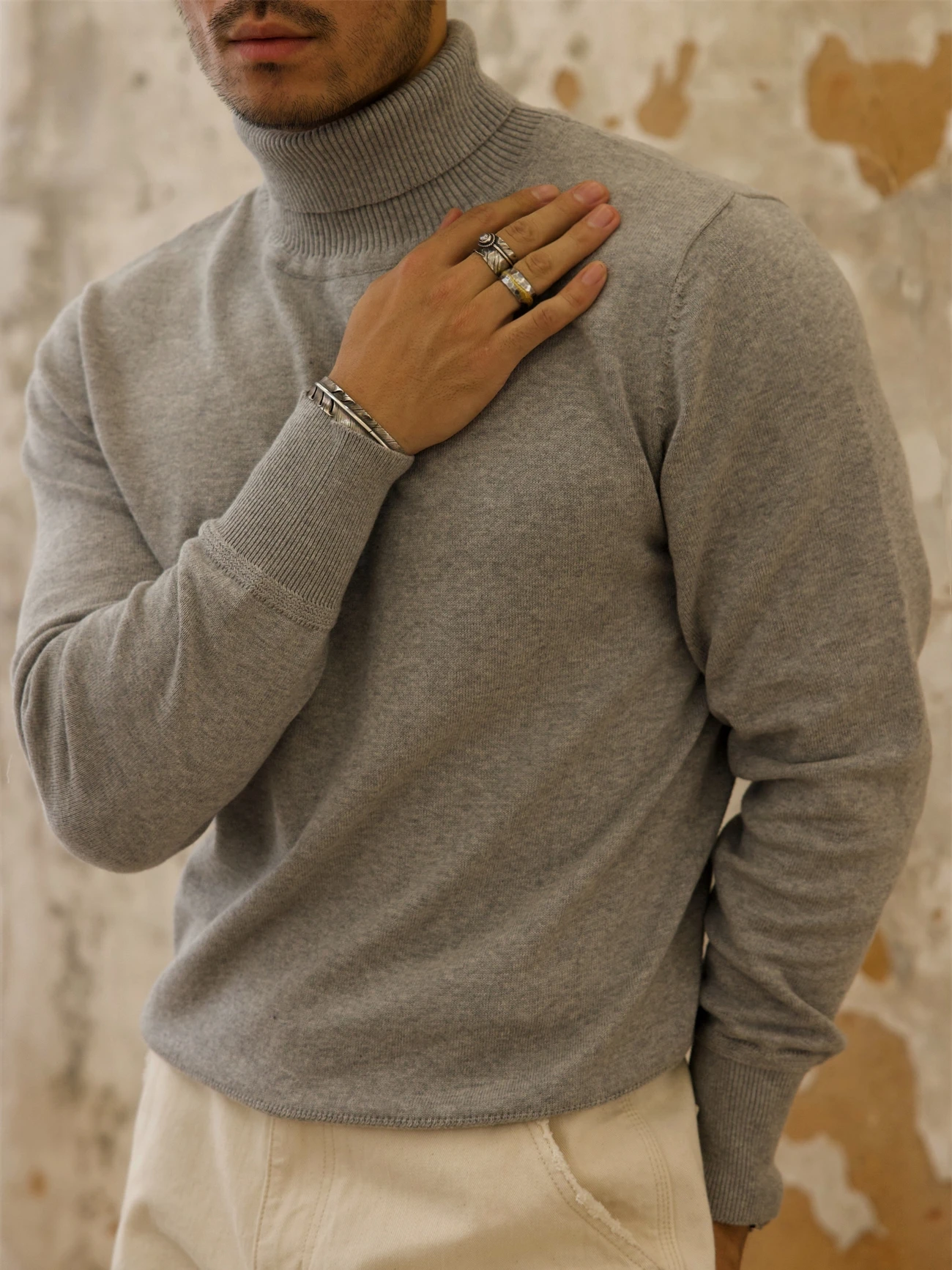 Men's Turtleneck Sweater Slim Fit Basic Winter Pullovers