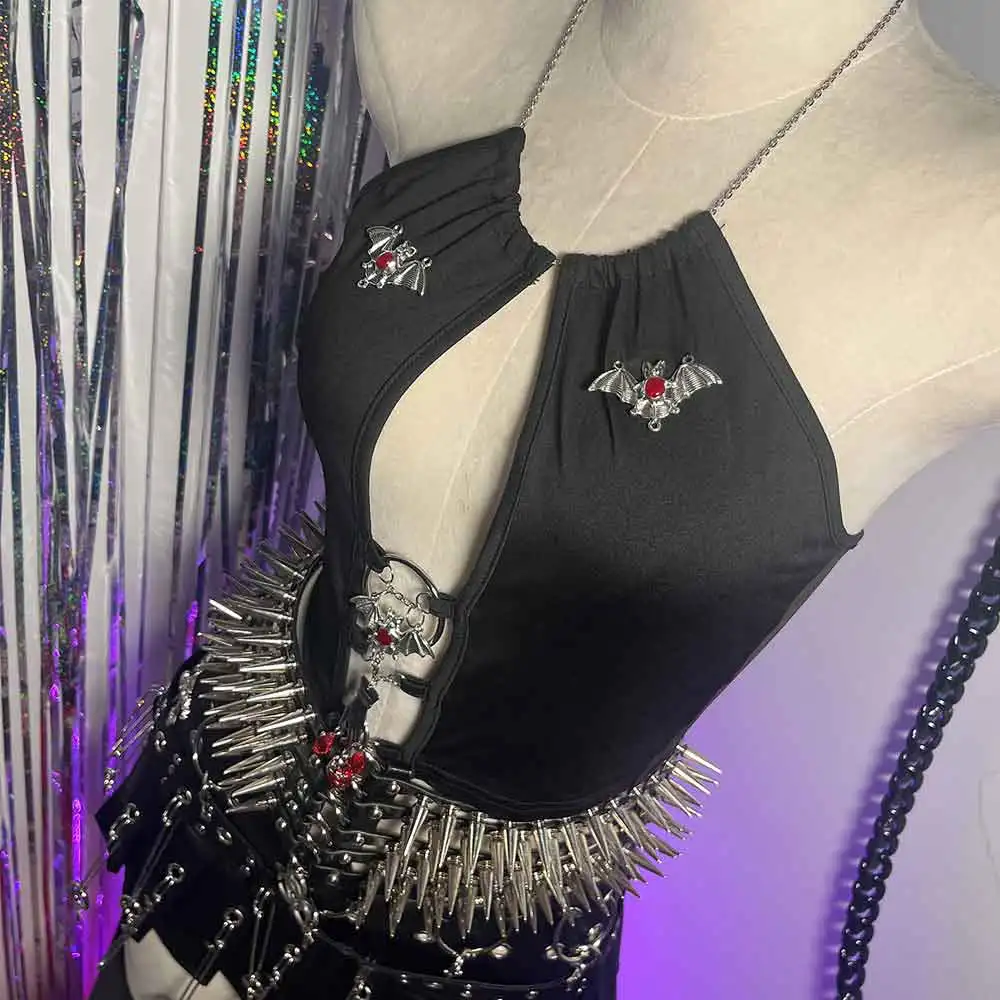 

Уличная одежда своими руками 2025 E-Girls Emo Harajuku Digital Punk Rock Fashion Revival Y2K Холтер Камзол Топы Гранж Летучая мышь Гот Glitch Core