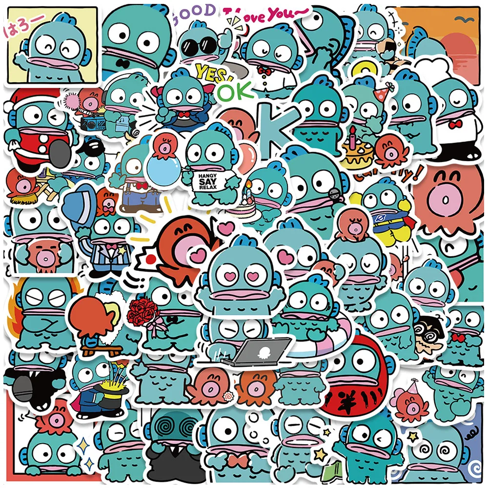 ملصقات كارتون سانريو للأطفال ، هانجيدون ، ثلاجة ، لابتوب ، قصاصات ، ديكور الهاتف ، ألعاب ، دي ، سمك قبيح ، 10 غرافيتي ، 50 * * #1