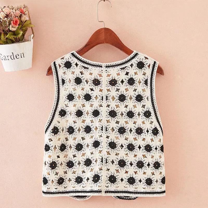 Summer Fashion Slim Ral Embroidery Women Sweaters Sleeveless Vest V Neck Casual Pullovers Female Short Crop Top Y2k