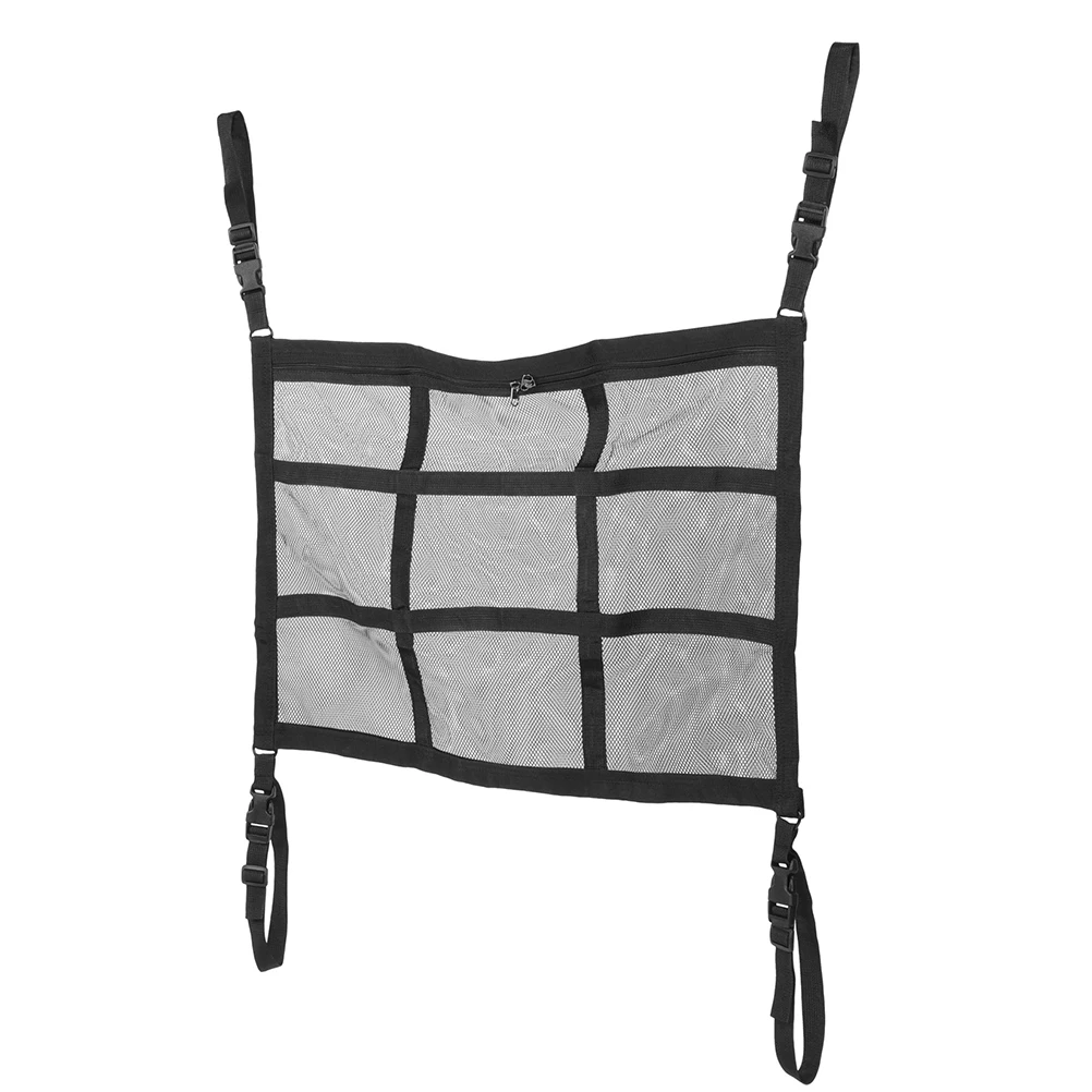 

Car Seat Storage Organizer 90x65 Black Mesh Bag Double Zippers Large Capacity Car Accessories Interior Travel SUV Trunk