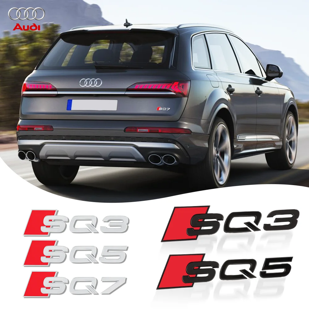 3D ABS SQ3 SQ5 SQ7 Emblema Emblema do carro, Etiqueta do tronco do corpo, Acessórios de decoração para Audi A4 B8 B6 B9 B7 A3 8P 8V 8L A6 C7 C6 C5 Q5