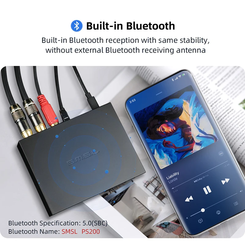 SMSL PS200 고해상도 USB DAC ESS, ES9039Q2M 디코딩 MQA MQA-CD, 블루투스 5.0 하이파이 오디오 디코더, 스위치 PS5 PS4 용 DSD512 PCM768