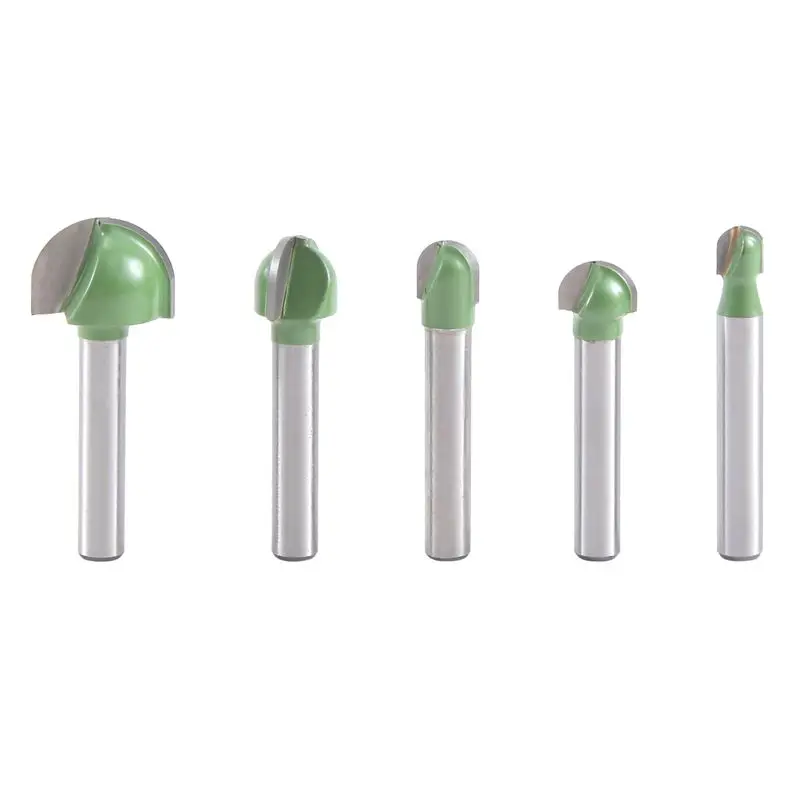 AF93-5Pcs 6Mm Shank Ball Nose Router Bits Set End Mill Round Cove Box Solid Carbide CNC Radius Core Milling Bit
