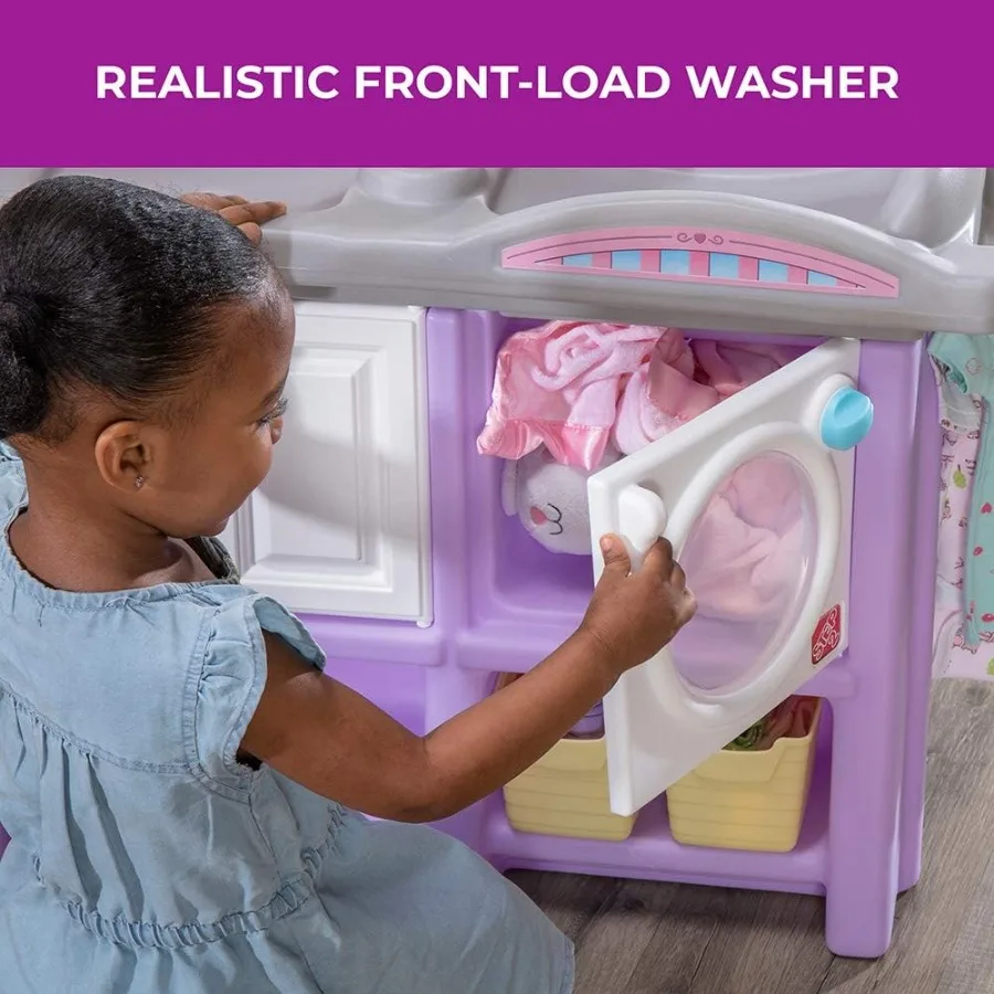 ラブ＆ケア デラックス ベビードール ナーサリー プレイセット 子供用、コンパクトなおむつ替え台＆ベビーベッド、丈夫なプラスチック製、おもちゃA付き