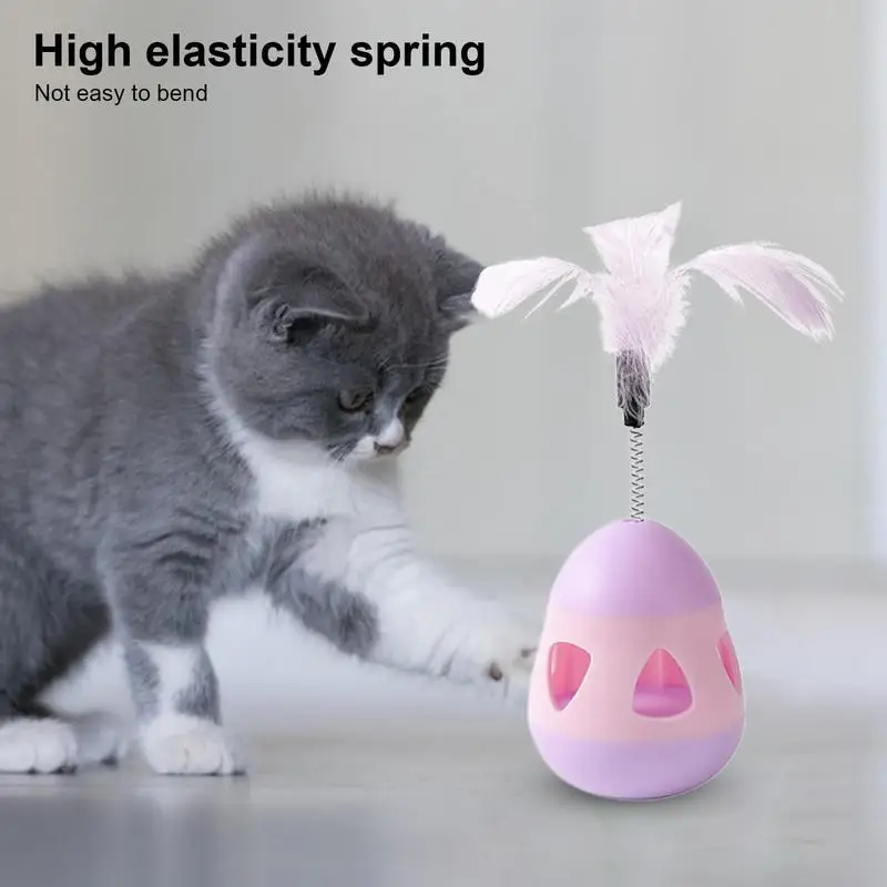 Interactive Cat Toys 2-in-1 Kitten TeaserToy High Carbon Steel String 360 Degree Rotation Feather Pet Play Physical Exercise Toy