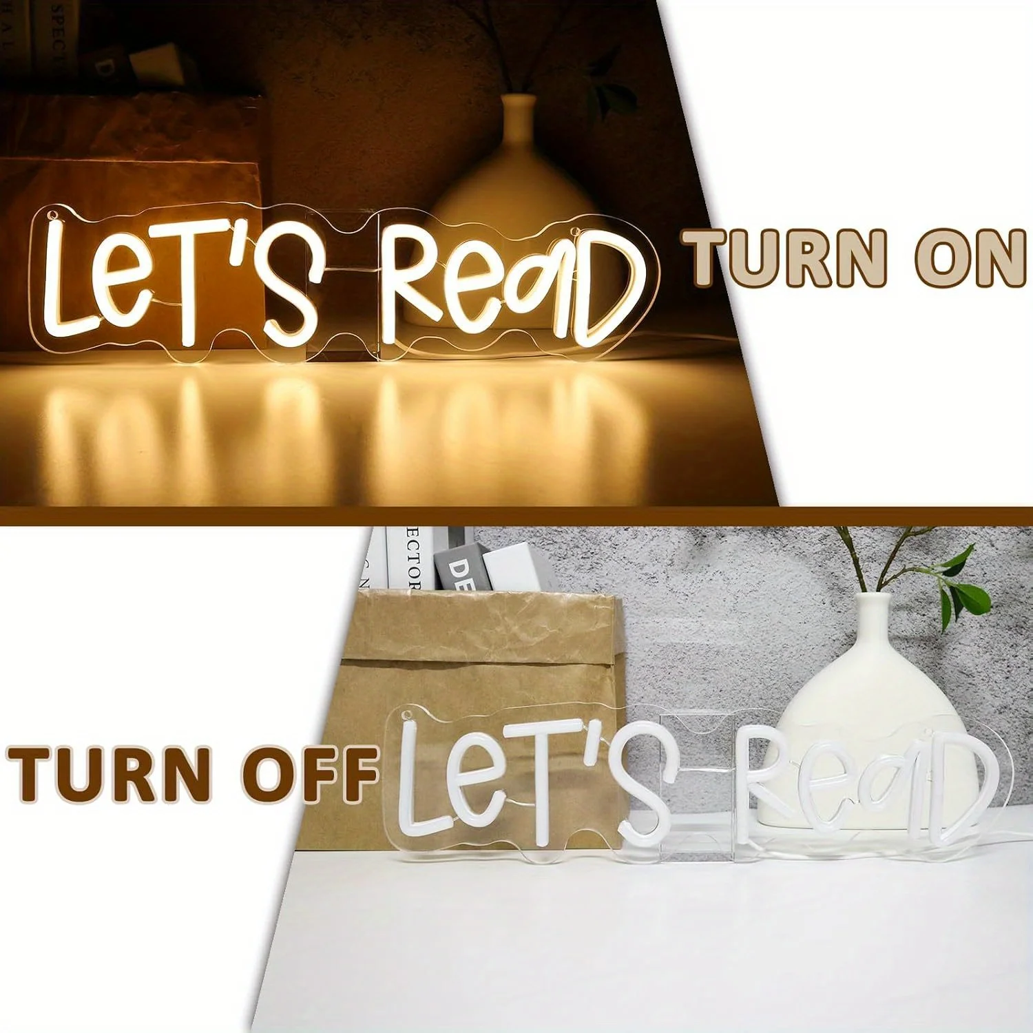 Let's Read Neon, USB Dimmable Neon, Suitable for Library, Classroom Reading Corner, Bedroom, Study, Home and Book Club