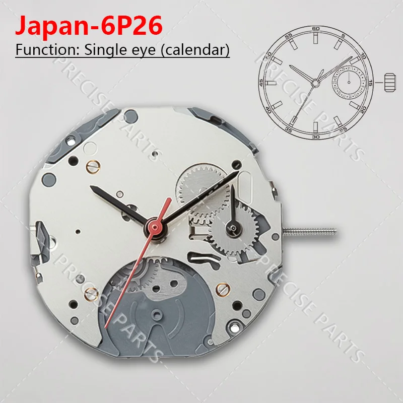 Cal.6P26 Multi Functional Movement Watch, 1 Eye (Date) Size: 10 1/2 Inches Height: 3.45mm 6P26 Movement ﻿