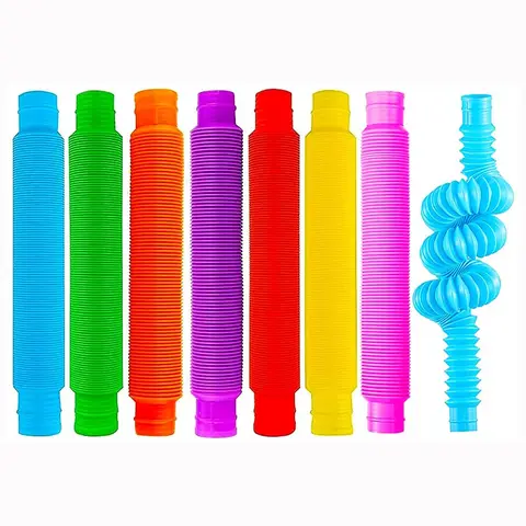 8 팩 대형 팝 튜브 Fidget 장난감 어린이를위한 스트레스 불안 완화를위한 감각 장난감 성인 학습 장난감 유아 스트레치 튜브