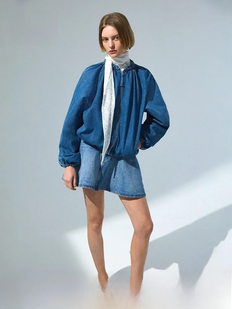 

Повседневная куртка-пилот H&M женская, летняя, новая модель, плиссированная, с карманами на молнии, большие размеры, простой стиль, 100% другой материал