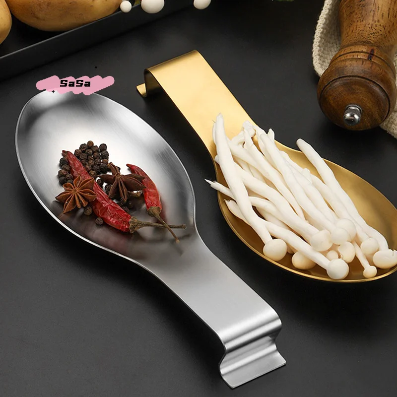 1Pc Fish Shape Stainless Steel Spoon Rest Thickened Stainless Steel Buffet Clip Tray Hotel Restaurant Kitchen Utensil Holder
