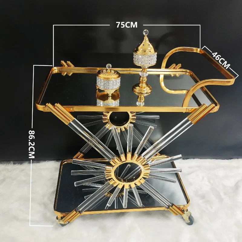 Cross-border Middle East food truck, trolley, tea, snacks, beverages, high-end metal glass, light luxury, retro food delivery, d