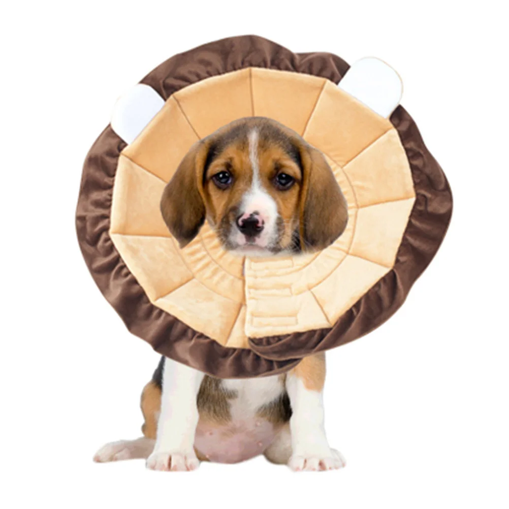 

Lion Style Pet Dog Elizabethan Recovery Collar Protective Cone for Cat Puppy Size S Lightweight Adjustable Durable Cotton Collar