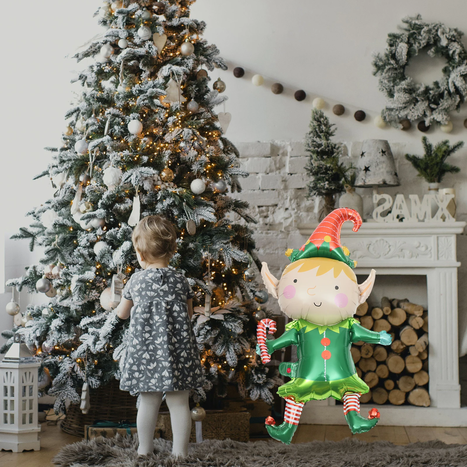 

5Pcs Aluminum Foil Balloons Christmas Party Decorations Hanging Inflatable Balloon for Festive Celebration Photo Background Prop