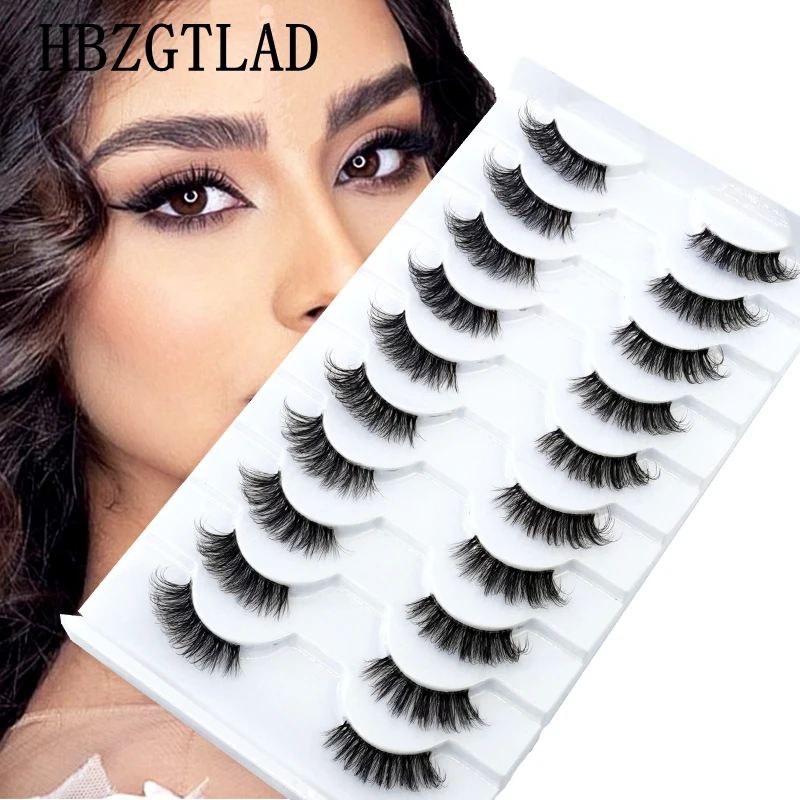 New Clear Band Lashes Natural Look Wispy Mink Eyelashes Fluffy 10-16mm Full Strip Short Lashes 10 Pairs Fake Eyelashes Extension