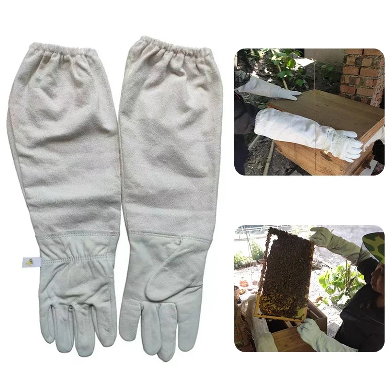 Beekeeping Gloves Anti-bee Anti-sting Breathable Protective Long Canvas Sleeve for Beekeeper Canvas Gloves Beekeeping Tools