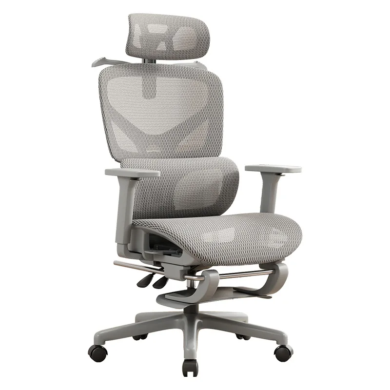 #Modern Ergonomic Adjustable Office Chair With Footrest Lumbar Support Nylon Base-Bedroom & Office Use Healthy Manager's Chair