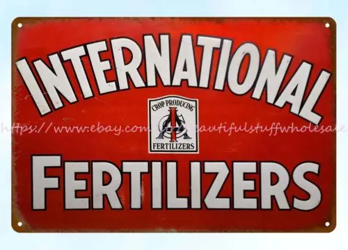 wall art International Fertilizer farm country cottage metal tin sign