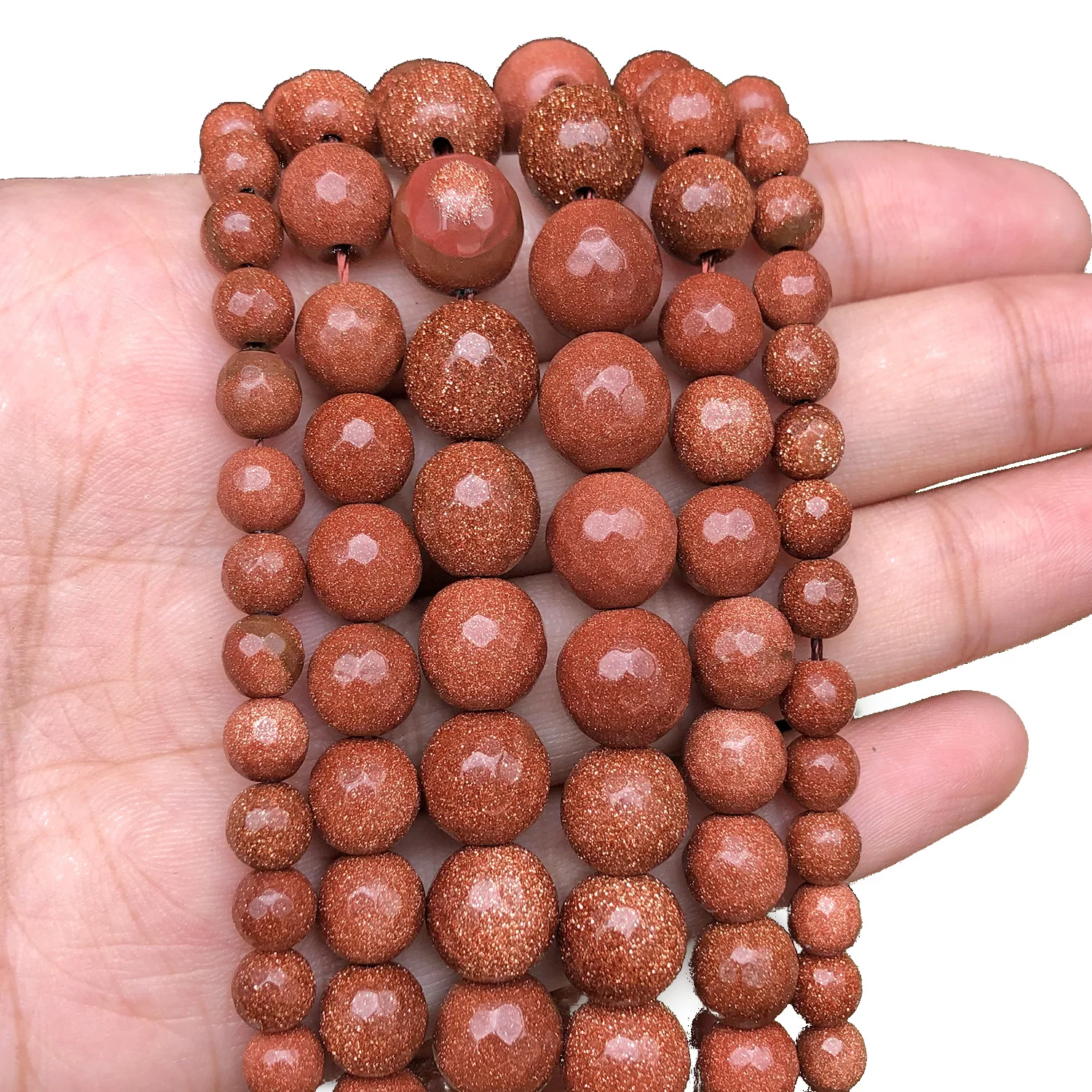 Real Natural Stones Beads Golden Sandstone Round Irregular Matte Faceted Loose Beads for Jewelry Making DIY Bracelet Necklace