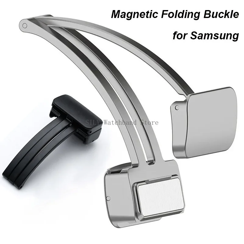 Für Samsung Galaxy Watch 4 5, Armband, Metallverschluss, magnetische Faltschließe, Uhrenschnalle, Silikonband, Knopf, Ersatzzubehör