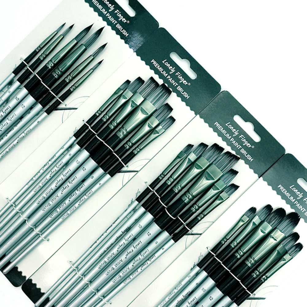 6/24pcs Paint Brush Set, Acrylic Paint Brushes, Professional Artist Series with Round,Flat, Angular,Filbert for Oil, Acrylic Can