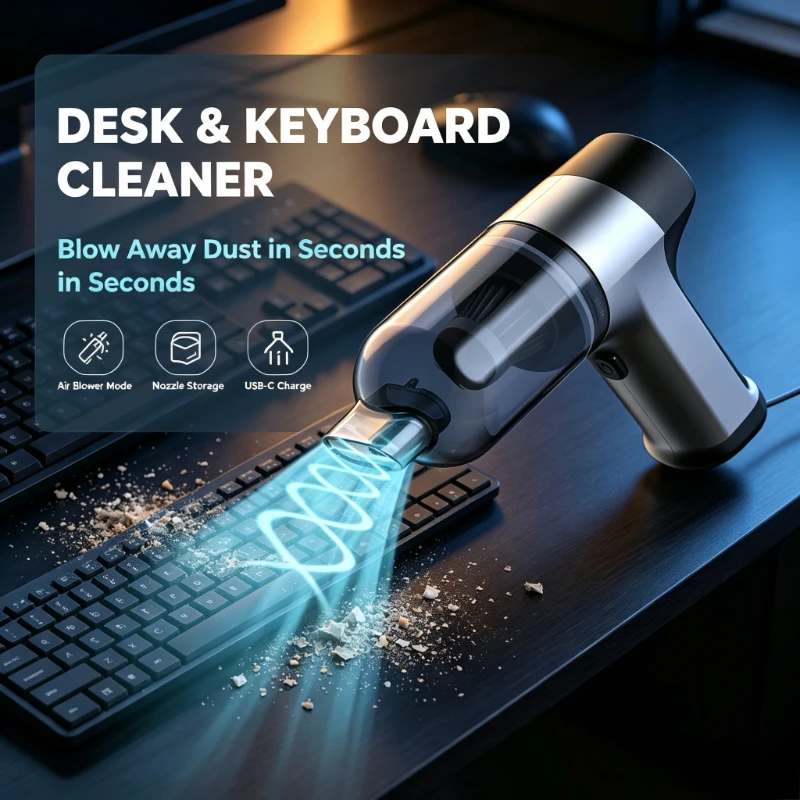 4 in 1 Wireless Handheld Car Vacuum Cleaner Portable Cordless Strong Suction Wet Dry Duster Pump For Home Auto Cleaning