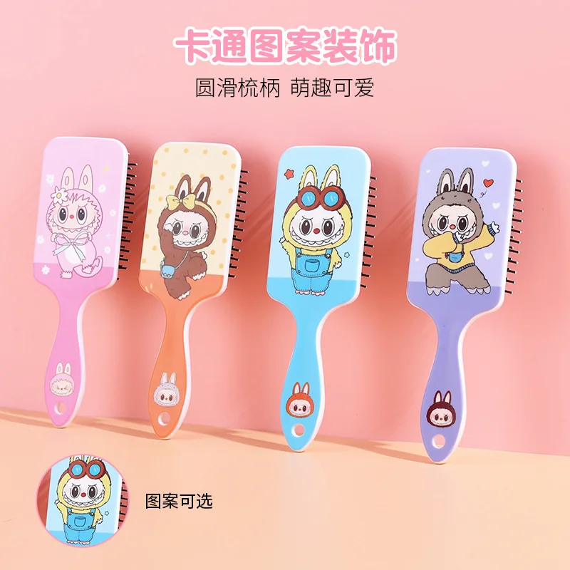 New Labubu Anime Comb Series Cute Cartoon Peripheral Air Cushion Massage Hairbrush Children Girls Student Comb Gift