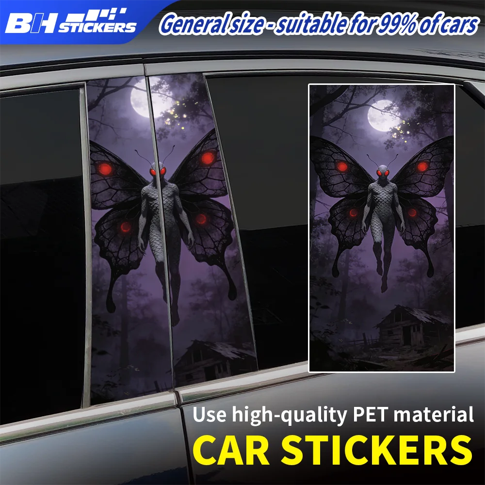 

Creepy Mothman Red Eyes Car Pillar Wrap Mystical Creature Vinyl Sticker for Truck SUV B-Pillar Decor Waterproof Car Accessories