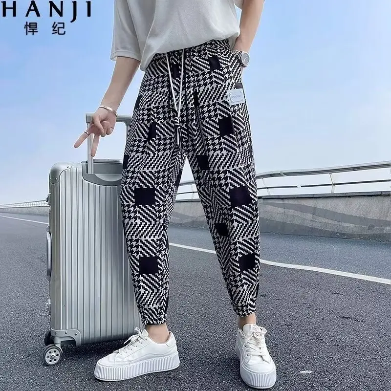 Cargo Pants Summer Man Pants Gym Korean Popular Clothes Men's Cropped Trousers Jogging Joggers Sweatshirt Sport Big Size Running