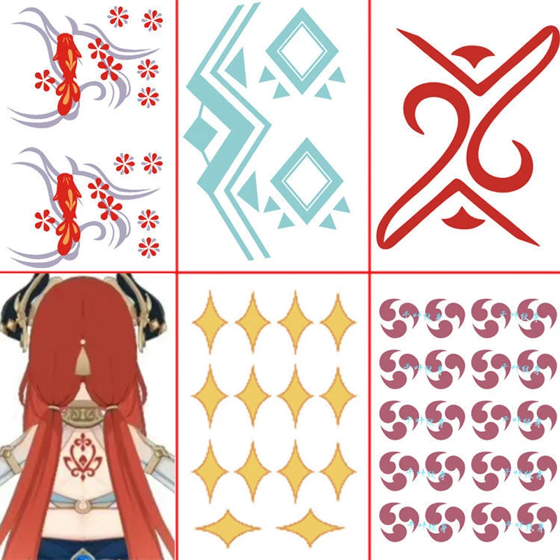

Anime Game Impact Sumeru Cosplay Nilou 13cm Back Tattoo Sticker Temporary Tattoo Sticker For Girl Boy Waterproof Fake Tatto