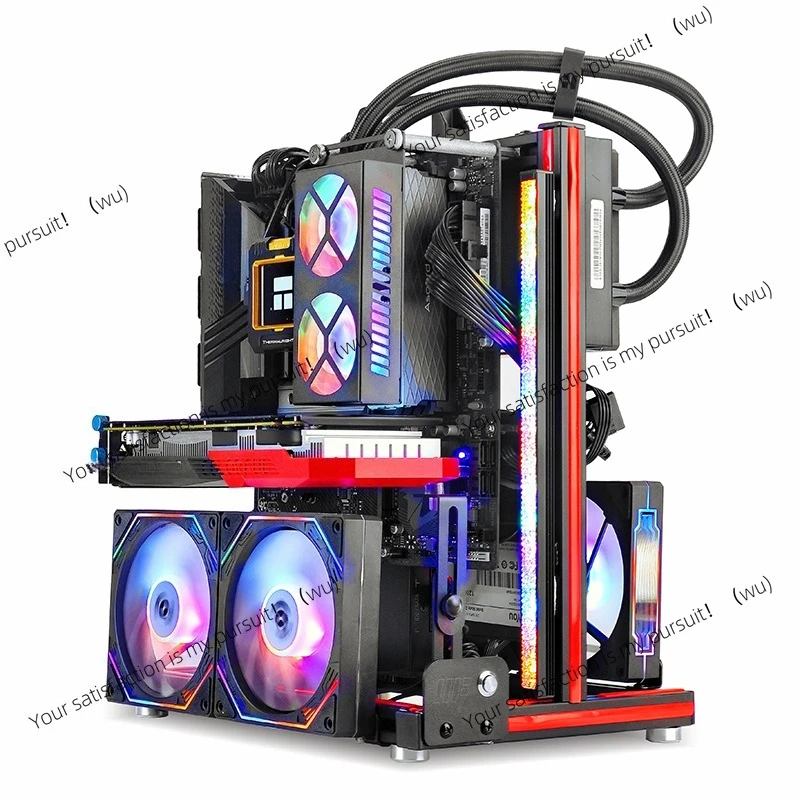 BlockCase Aluminum Open Frame Case Support ATX/M-ATX Mainboard GPU Mount Horizontally 240 Water Cooler Gaming Cabinet