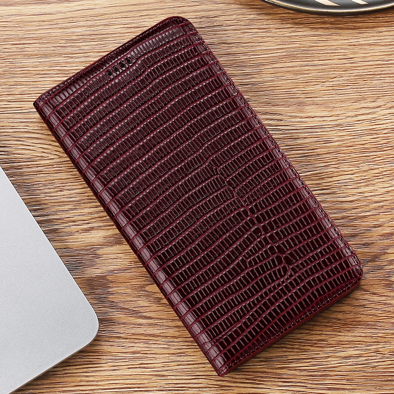 Lizard Pattern Genuine Leather Flip Case For iQOO 3 5 7 8 9 10 11 11S 12 13 Pro Phone Cover Cases