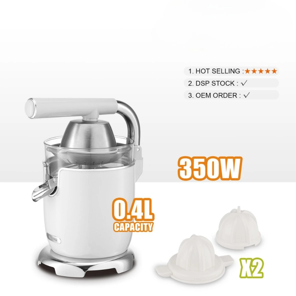 Household small orange machine Kitchen manual juicer White European standard plug