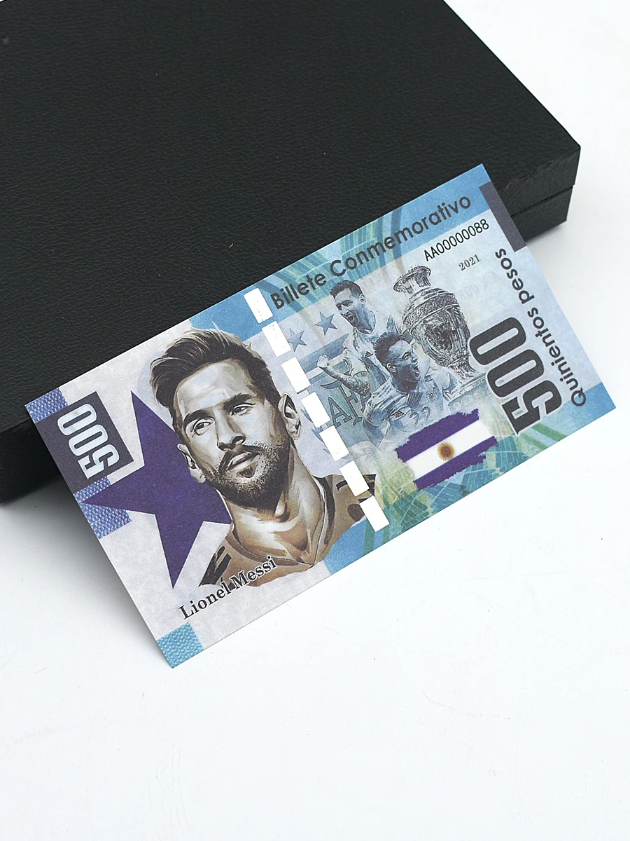 Football Star Commemorative Sports Banknote 500 Bills Paper Money with UV Serial Number Collection Business Gift