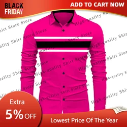 Casual men's shirts lines HD pattern stylish oversized men's clothing comfortable long sleeve shirts button design