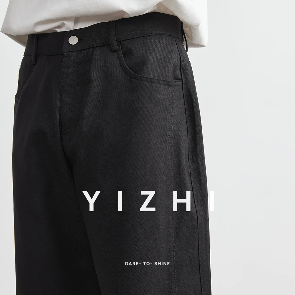 Men's American Retro Washed Casual Pants Autumn New Japanese Loose Straight Trousers Button Design Solid Color Men Casual Pant - Image 5