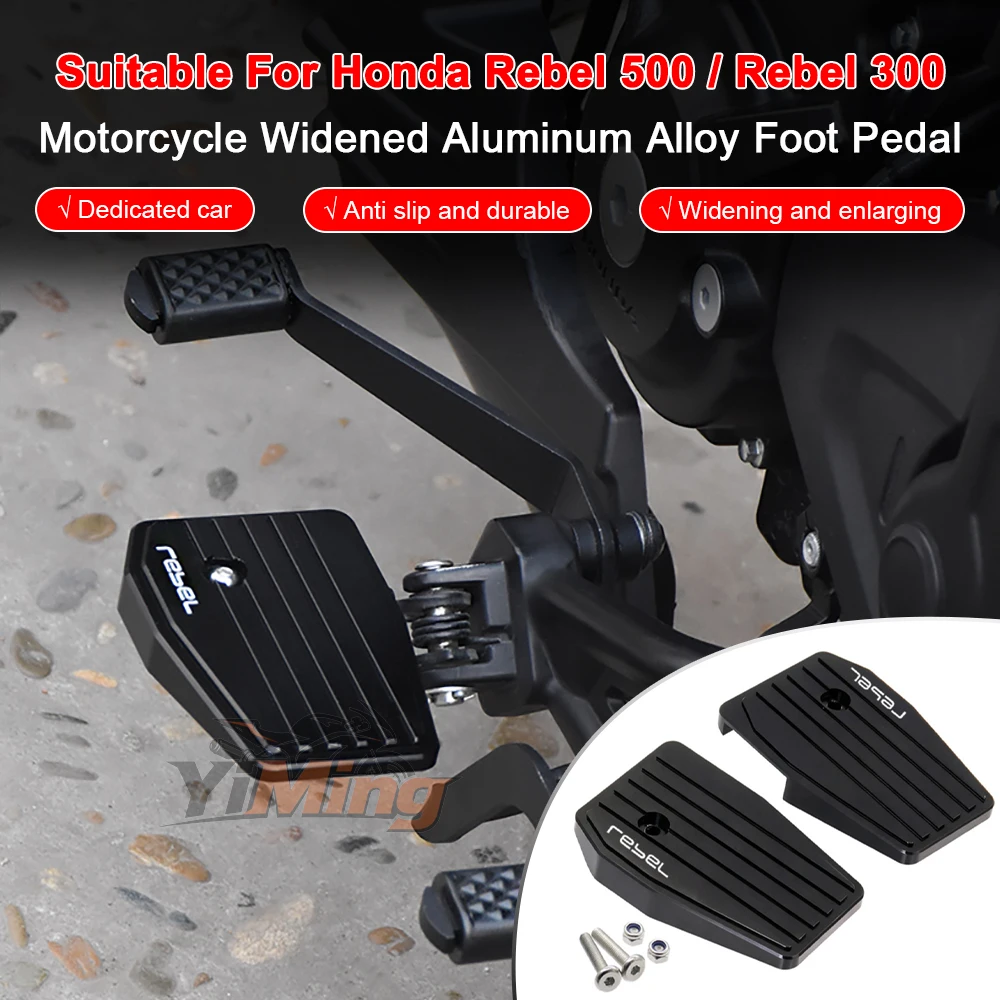 Aluminium Motorcycle Accessories Wide Foot Pegs Pedals Footrest Footpegs Black 1 Pair Fit For Honda Rebel 300 500 CMX500 CMX300