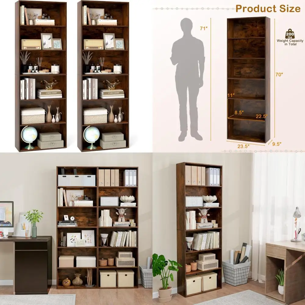 Ensemble d'étagères autoportantes à 70 niveaux, hauteurs, étagères ouvertes, anti-basculement, solution de rangement pour affichage au sol