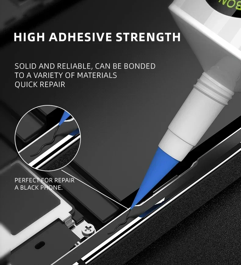 

LUOWEI 50ML Carbon Fiber Screen Adhesive Enhanced Toughness, High Viscosity Narrow Border Glue for Apple iPhone & Android Repair