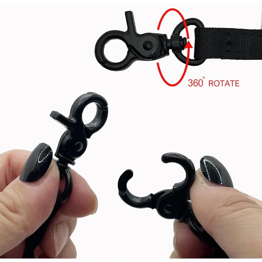 مقود كلب بمشبك مزدوج للكلاب، خطاف مزدوج الرأس لسلامة الحيوانات الأليفة، مقرنة ثنائية الاتجاه مع مشبك دوار مطلي بالنخيل