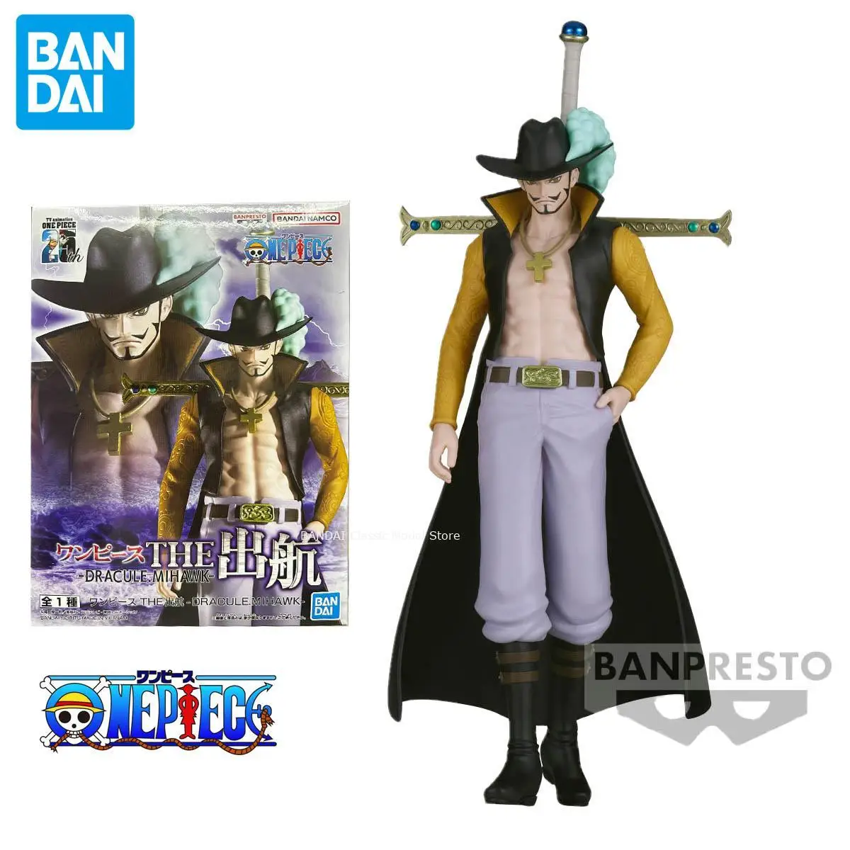 Bandai Banpresto Original One Piece Dracule.mihawk Anime Figures Toys for Kids Gift