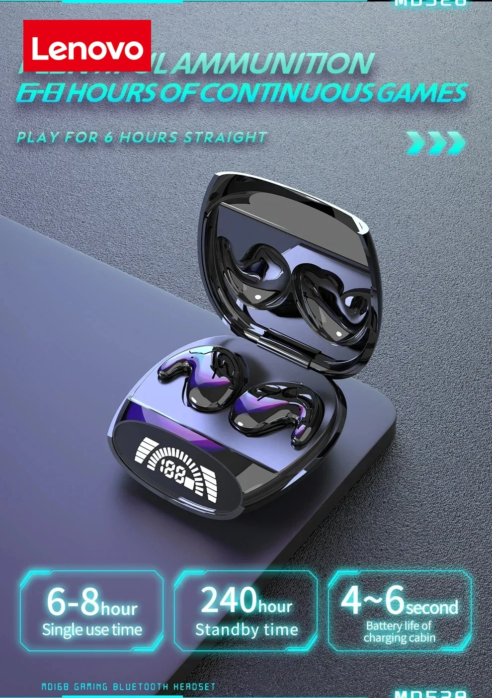 Lenovo Kabellose Sport-Bluetooth-Kopfhörer Ultradünne TWS Dual-Ear Sleep-in-Ear Mini Schmerzfreie Anruf-Geräuschunterdrückung Kopfhörer – Detail 4