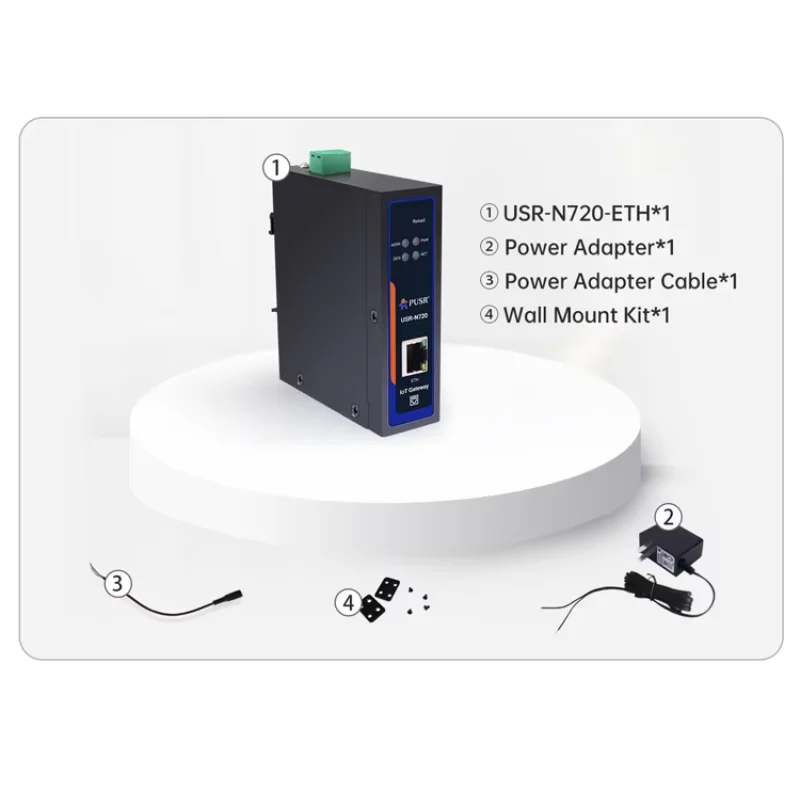 PUSR USR-N720-ETH Industrial IoT Gateway, RS485 to Ethernet, Edge Computing, Modbus RTU/TCP, MQTT+Json, SD Storage, Data Encrypt