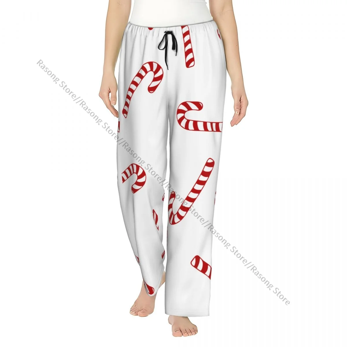 Cozy Flannel Pajama Pants for Women Christmas Pattern With Candy Cane Sleep Bottoms Home Loungewear